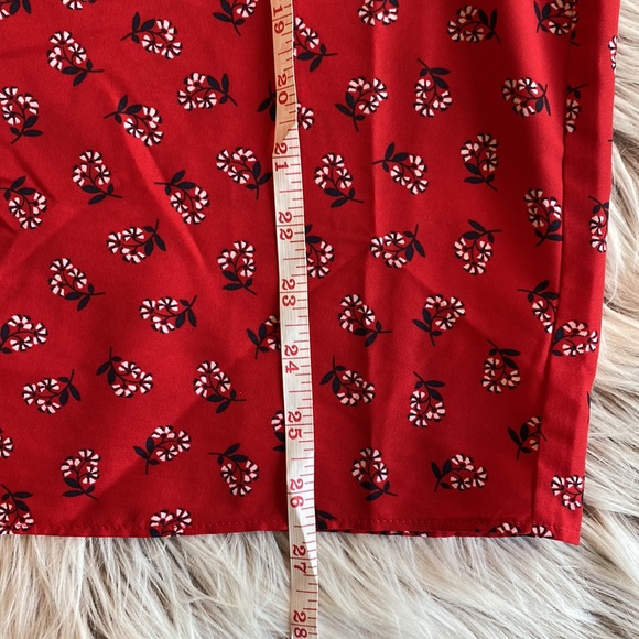 Draper James Floral Tie Neck Blouse Red Long Sleeve Large - Picture 8 of 14